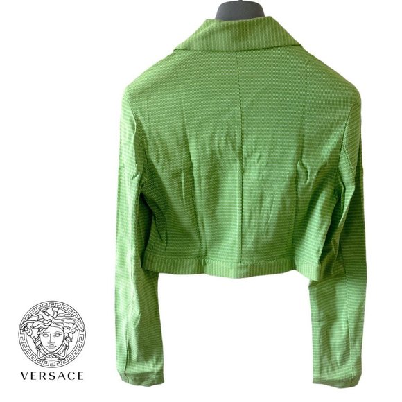 versace jeans couture y2k collar zippered zip up light green jacket size M - Picture 2 of 4